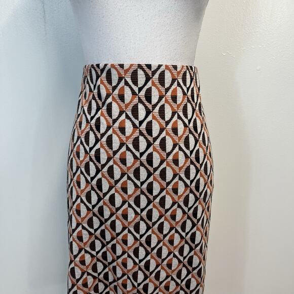 Nine West Skirt size 16 Brown orange Circles Straight Knee Stretch Sweater Knit - Picture 2 of 7